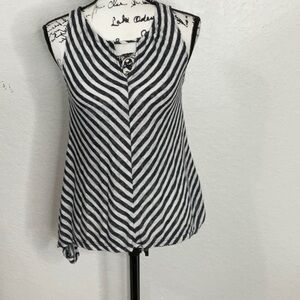 254- Coin 1804 NWOT Blue & White Diagonal Strips w/ Front & Back Cut Outs Size S